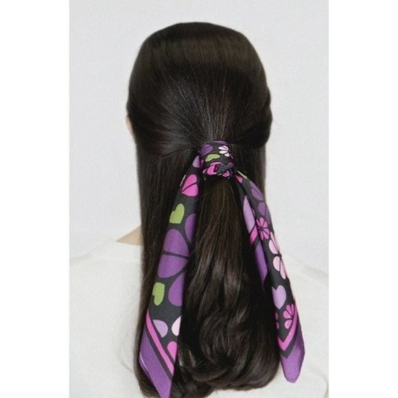 KATE SPADE Spade Clover Patchwork Silk Convertible Hair Tie & Bandana NWT - Picture 5 of 10